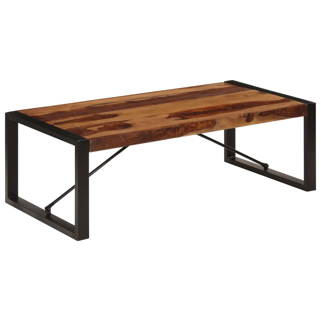 Industrial Coffee Table Solid Sheesham Wood with Metal Legs K2406