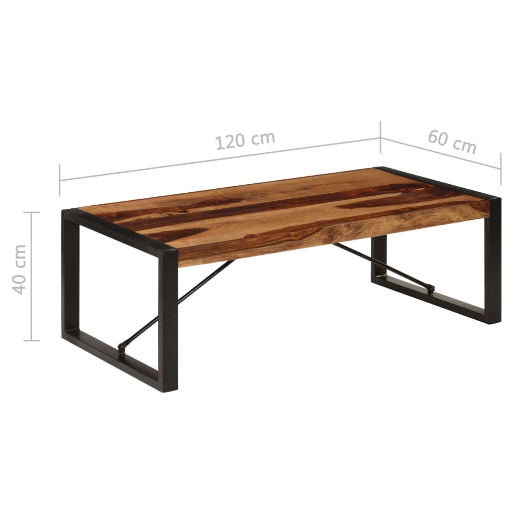 Industrial Coffee Table Solid Sheesham Wood with Metal Legs K2406