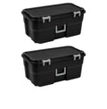 2 Pack 22 Gallon Black Wheeled Lockable Plastic Storage Trunk R555