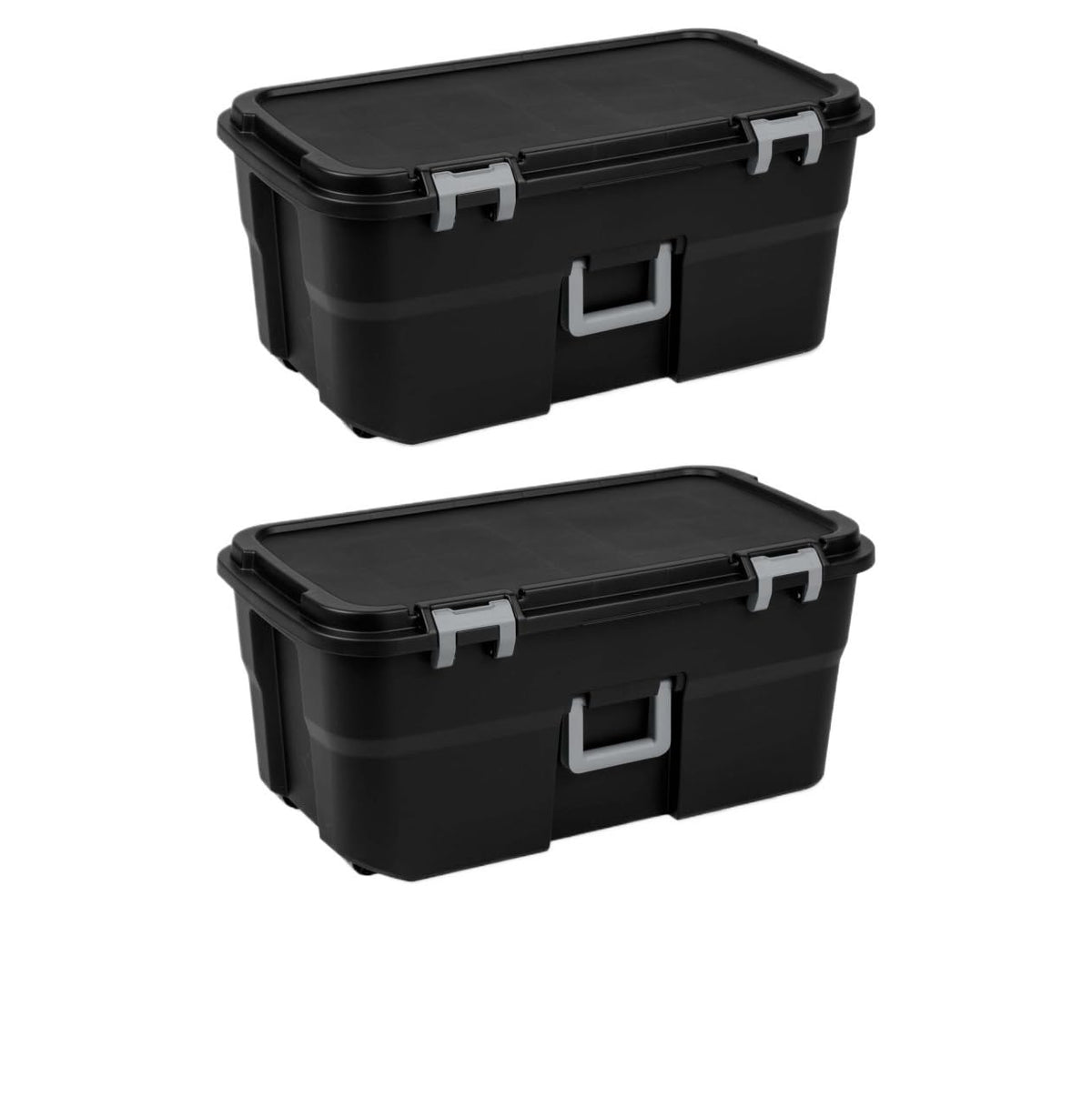2 Pack 22 Gallon Black Wheeled Lockable Plastic Storage Trunk R555