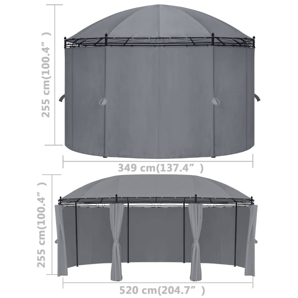 Gazebo with Curtains, Party Tent, Canopy Tent, 204.7"x137.4"x100.4" Anthracite U660050