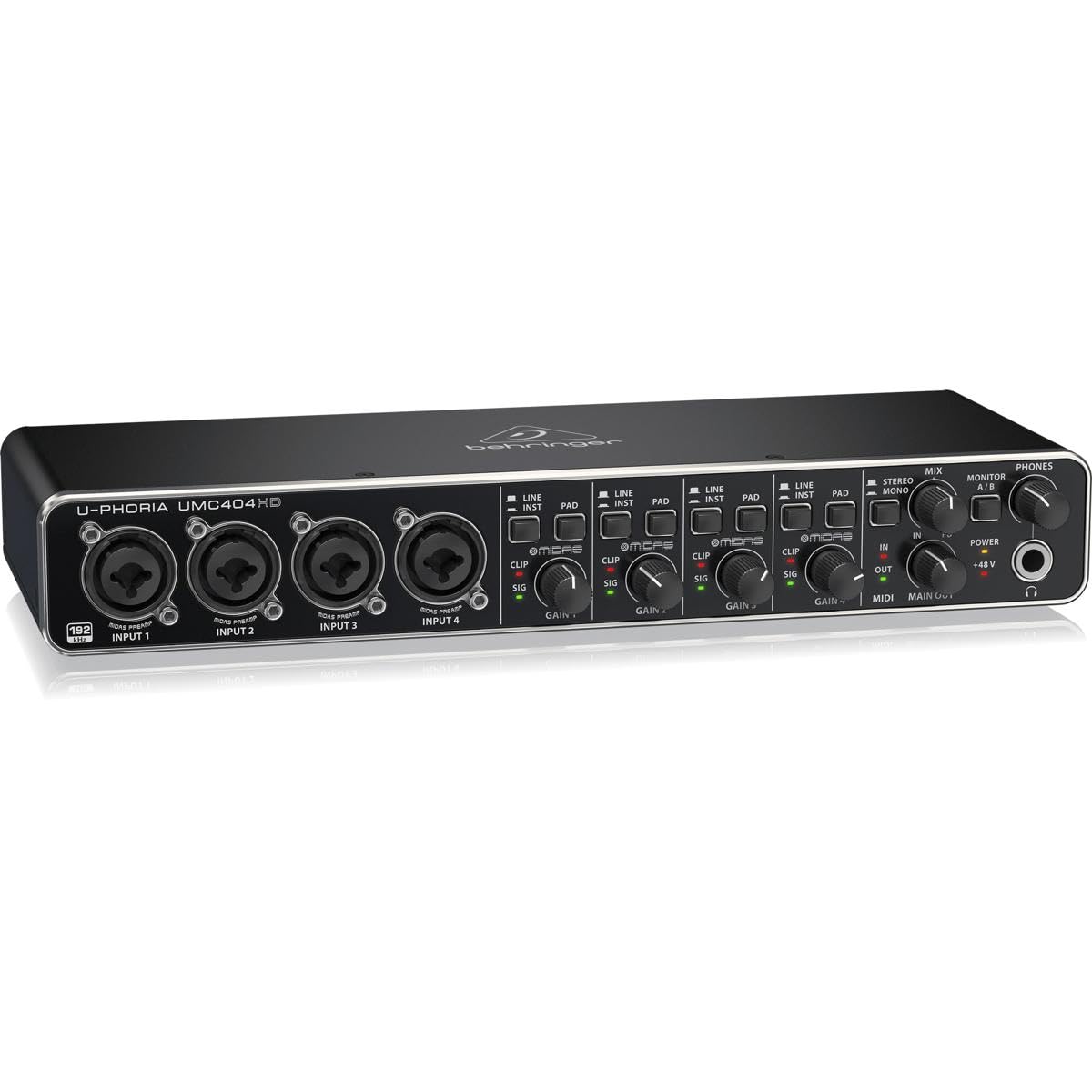 USB Audio/MIDI Interface with Mic Preamplifiers and 2x 25' XLR Cables M465718