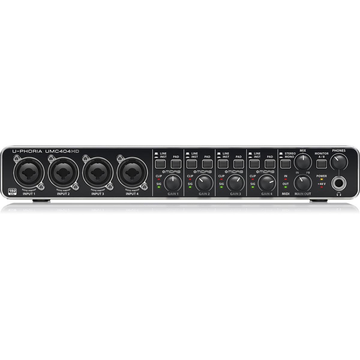 USB Audio/MIDI Interface with Mic Preamplifiers and 2x 25' XLR Cables M465718