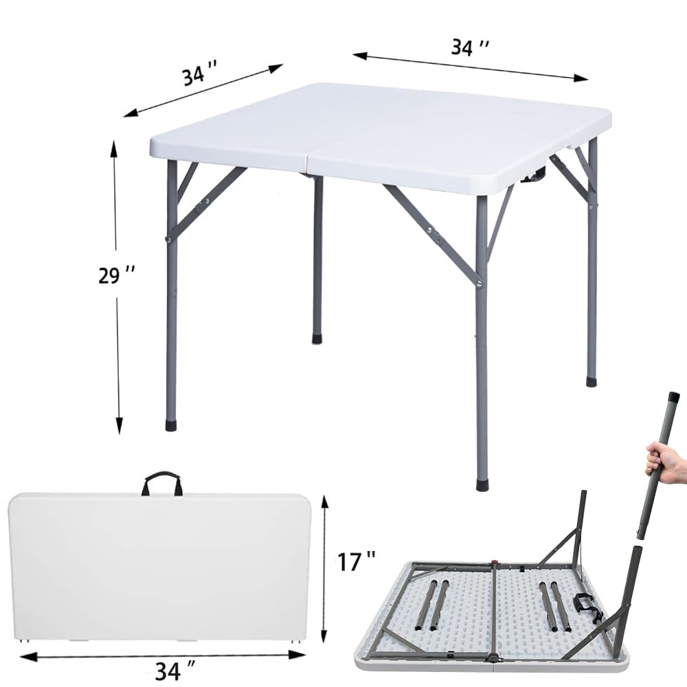 34" Square Folding Card Table White O3947