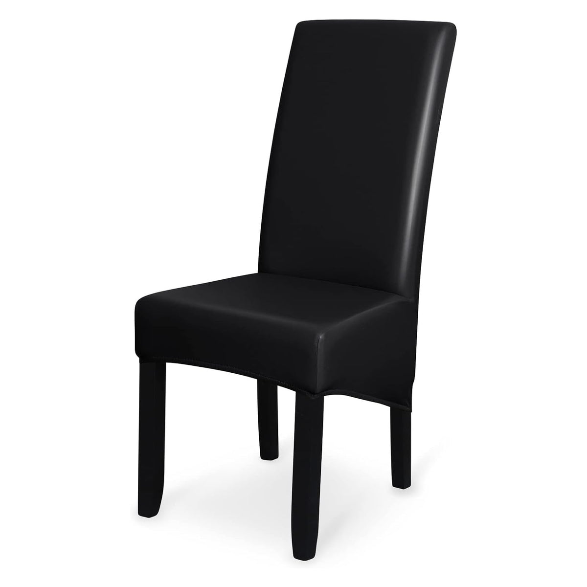 Black 2PCS Waterproof PU Leather Dining Chair Slipcovers I900835
