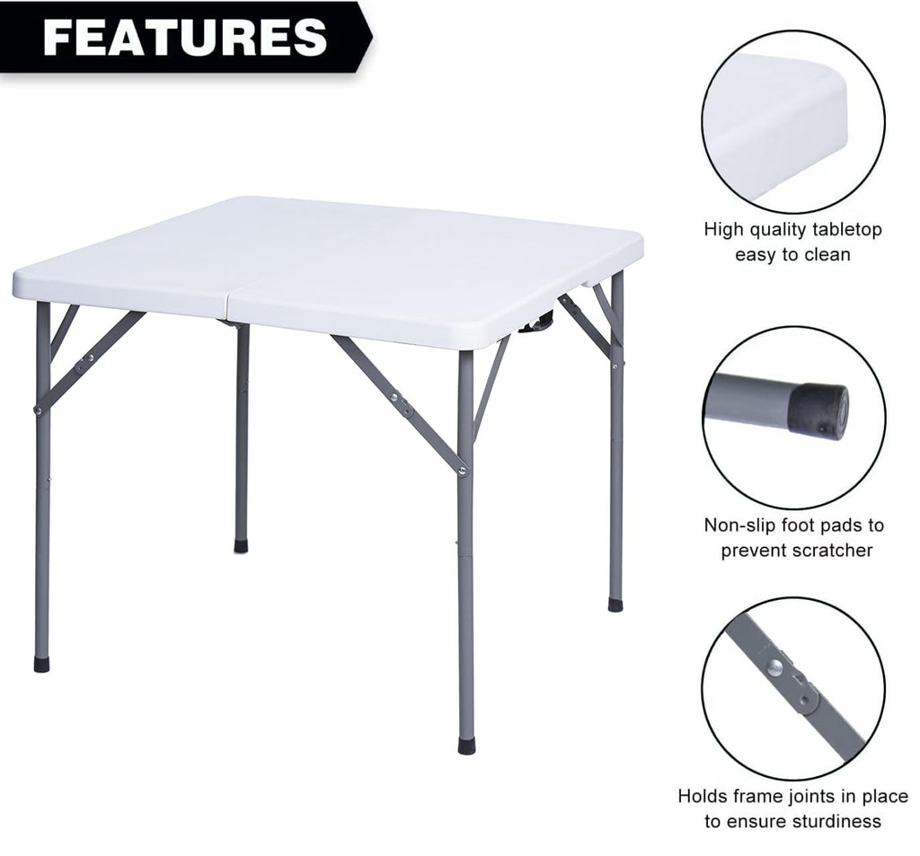 34" Square Folding Card Table White O3947