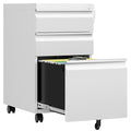 3 Drawer White Metal Mobile File Cabinet with Lock C4806