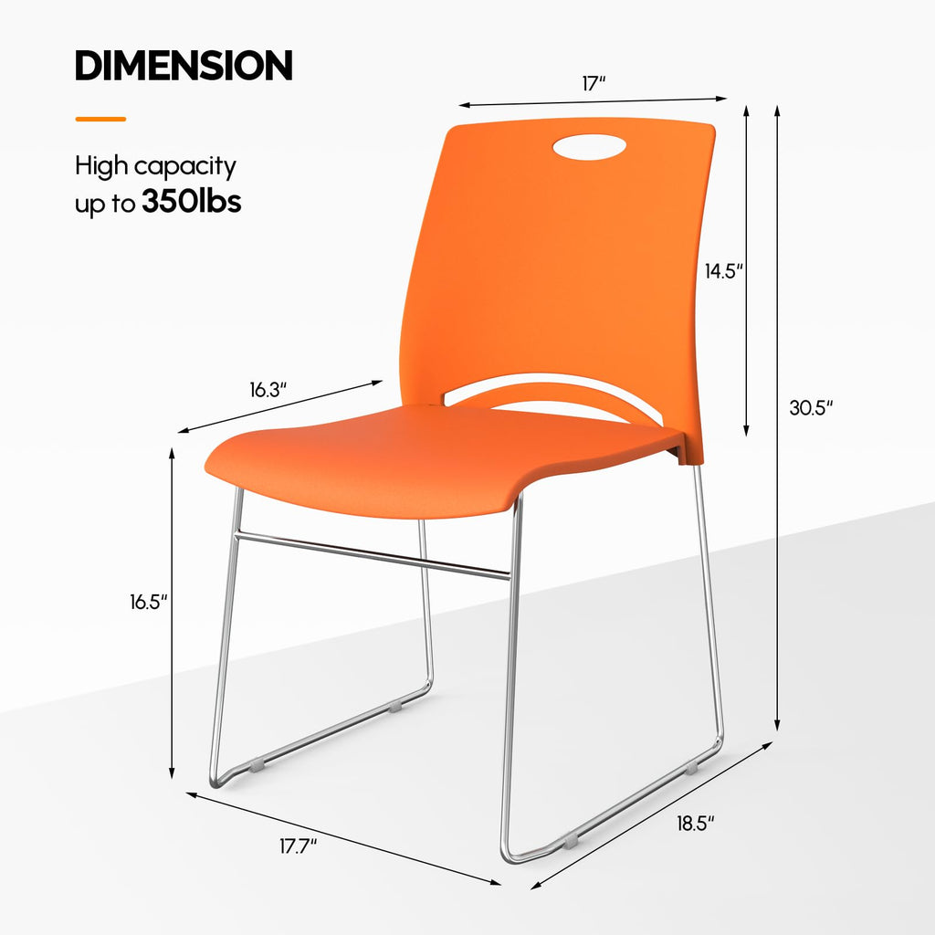 Orange Stacking Chairs Set of 4 L339031