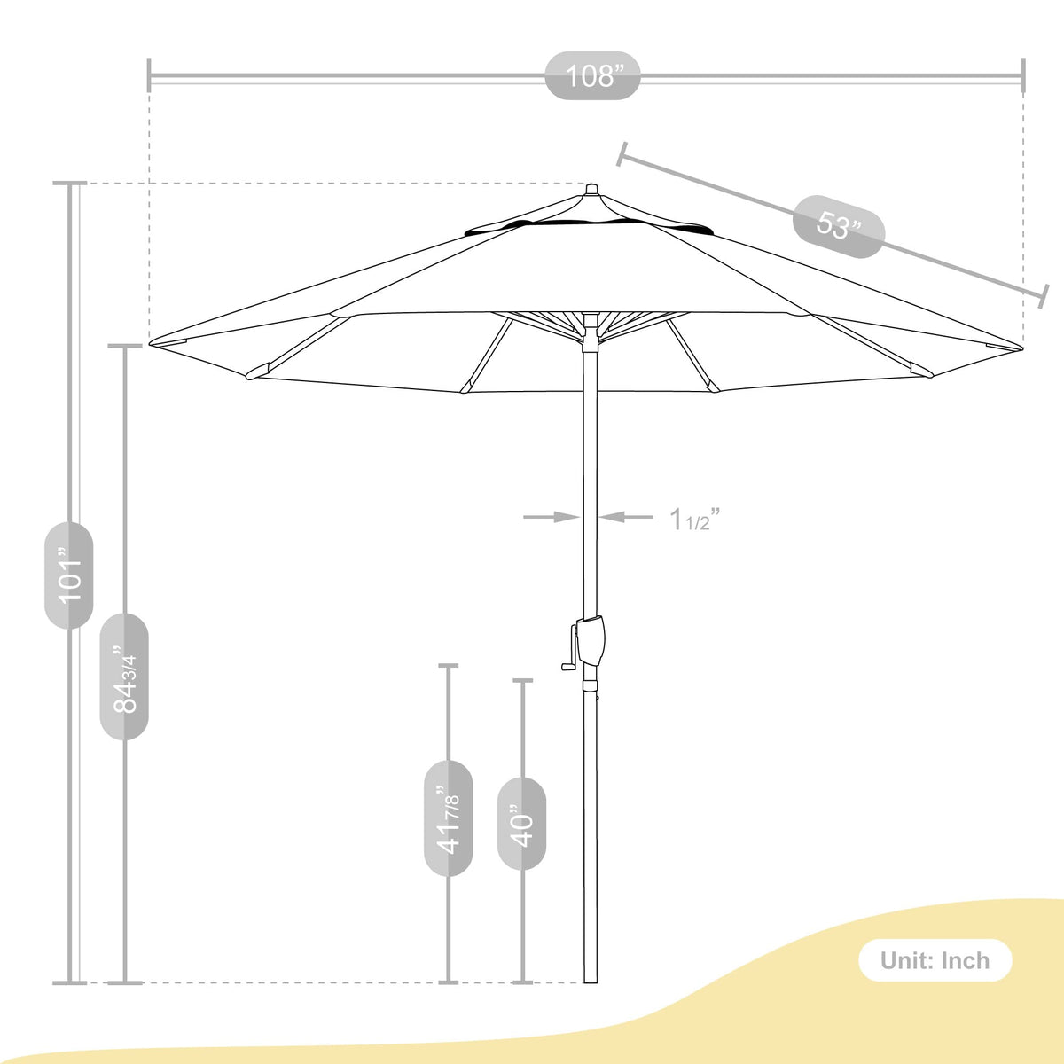 9' Round Aluminum Outdoor Patio Umbrella L489293