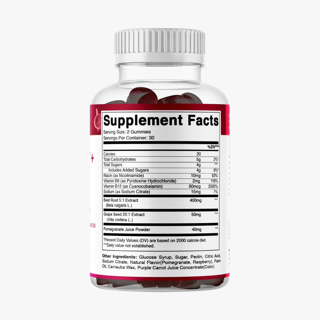 Beet Root Gummies with B6, B12, Grape Seed & Pomegranate 120 Count H667902