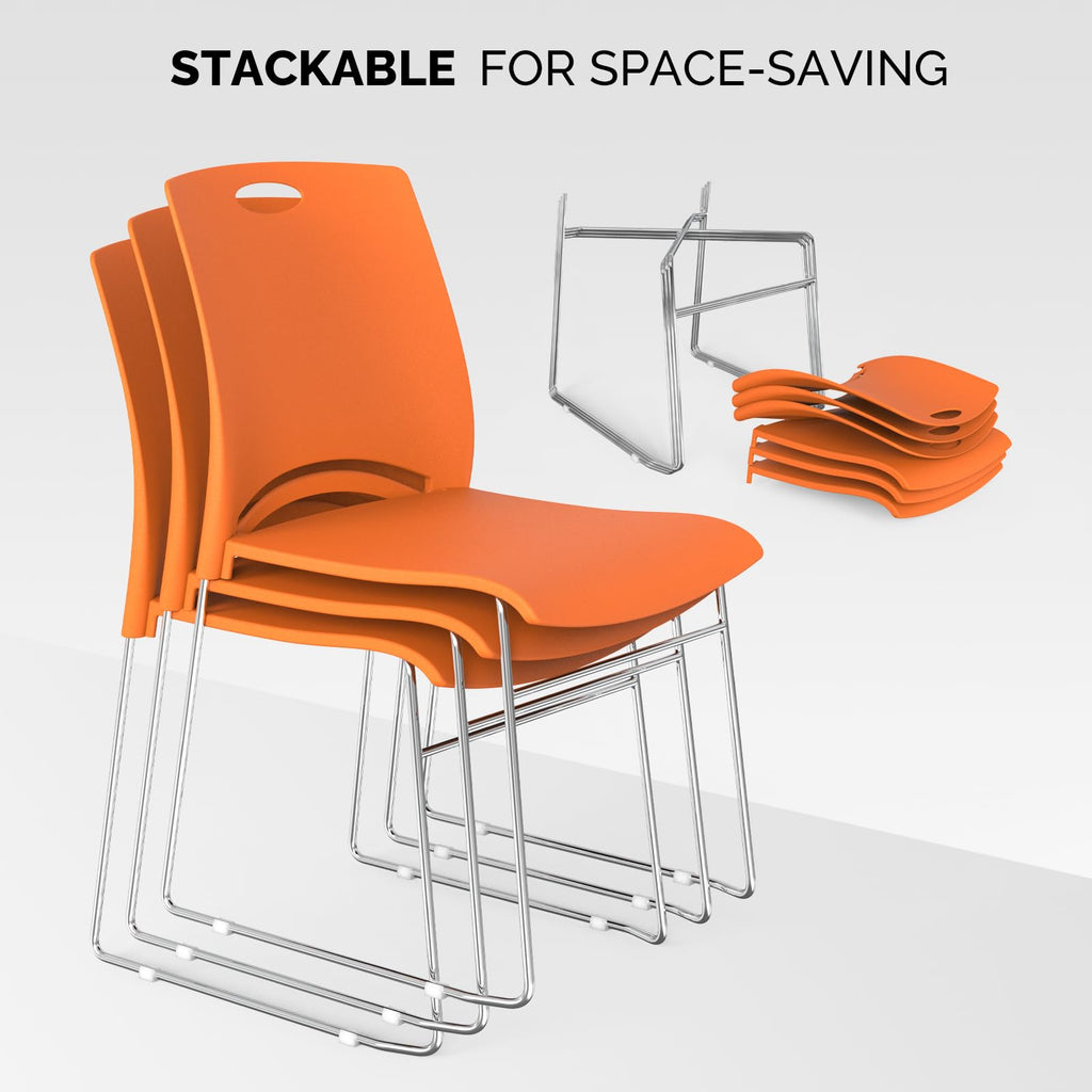 Orange Stacking Chairs Set of 4 L339031