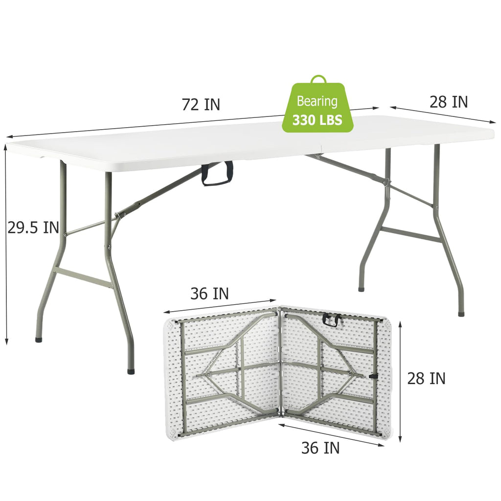 6FT White Folding Table with Carry Handle X508