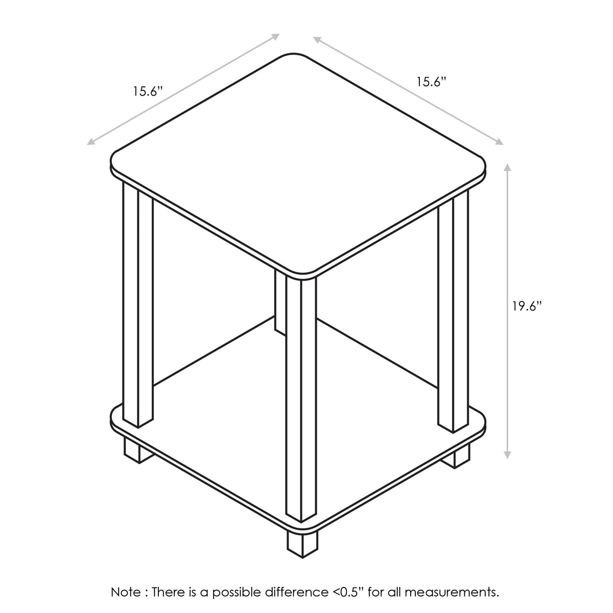 Set of 2 2-Tier Square Dark Walnut Bedside Table Z880022