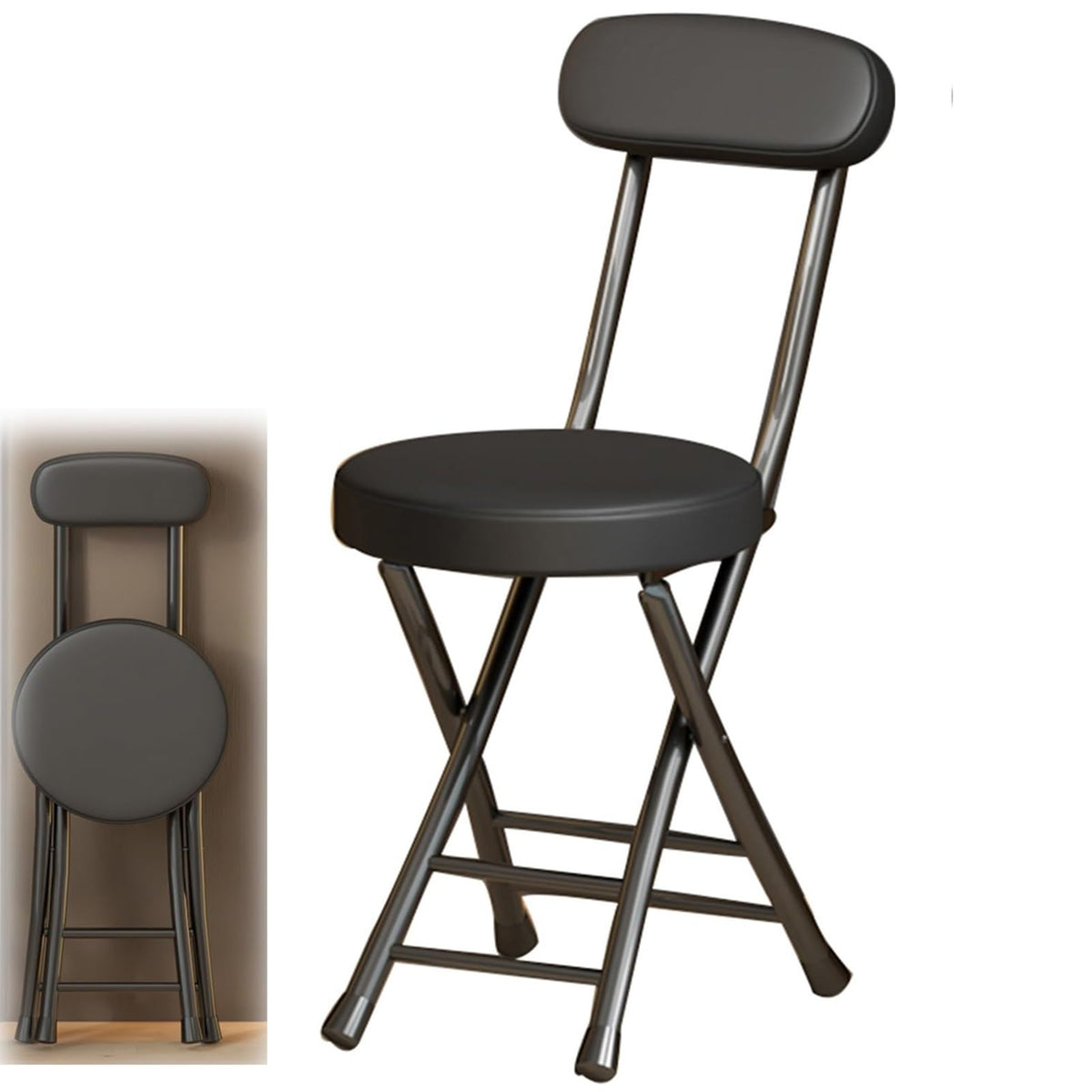 Black 18 Inch Folding Stool A8286