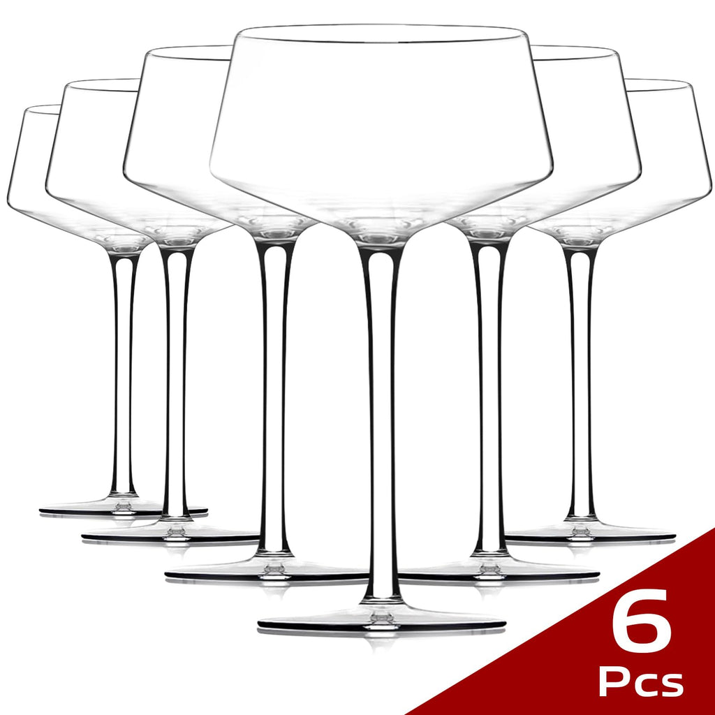 Martini Glasses Set of 6, 8Oz Hand Blown Crystal Cocktail Glasses U595