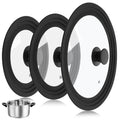 3 Pc Tempered Glass Pot Lids with Silicone Rim Q752690