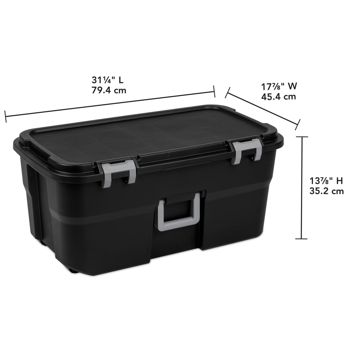 2 Pack 22 Gallon Black Wheeled Lockable Plastic Storage Trunk R555