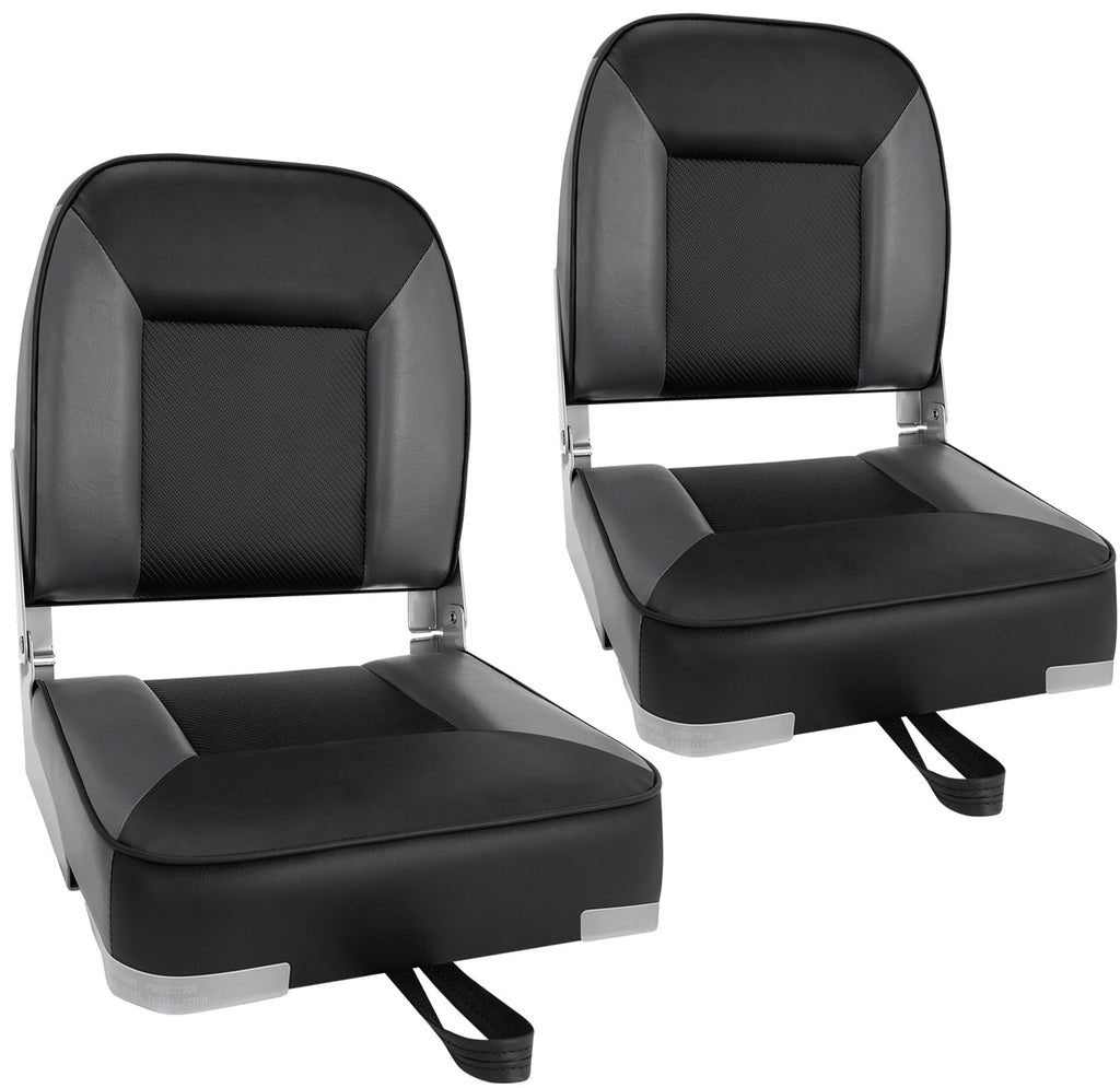2 Pack Folding Low Back Boat Seats Black/Gray Q637