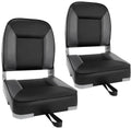 2 Pack Folding Low Back Boat Seats Black/Gray Q637