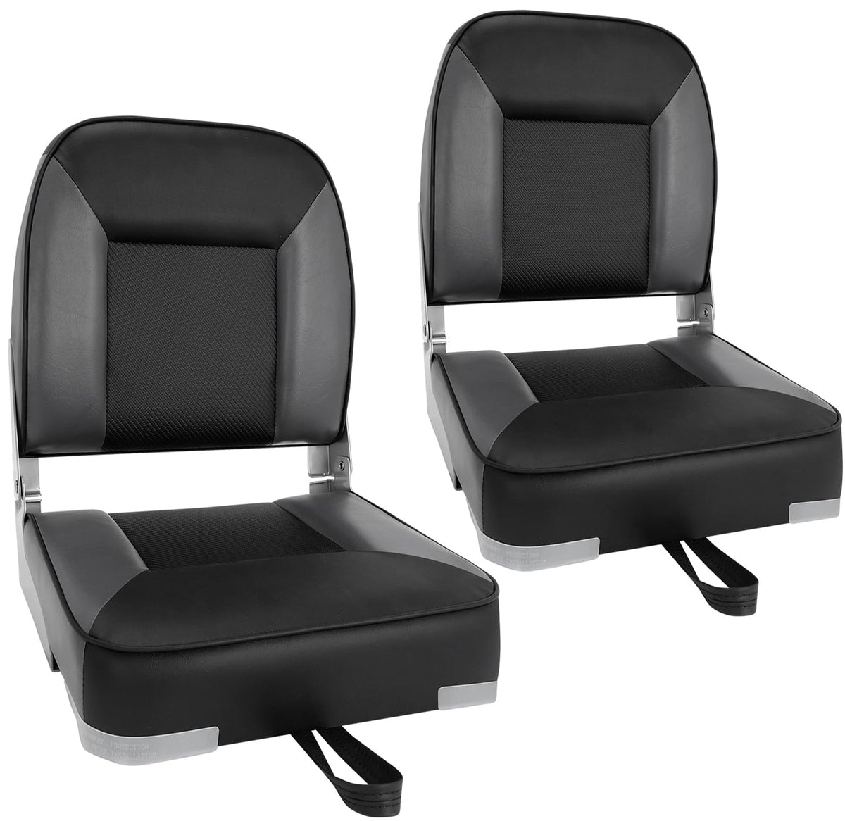 2 Pack Folding Low Back Boat Seats Black/Gray Q637