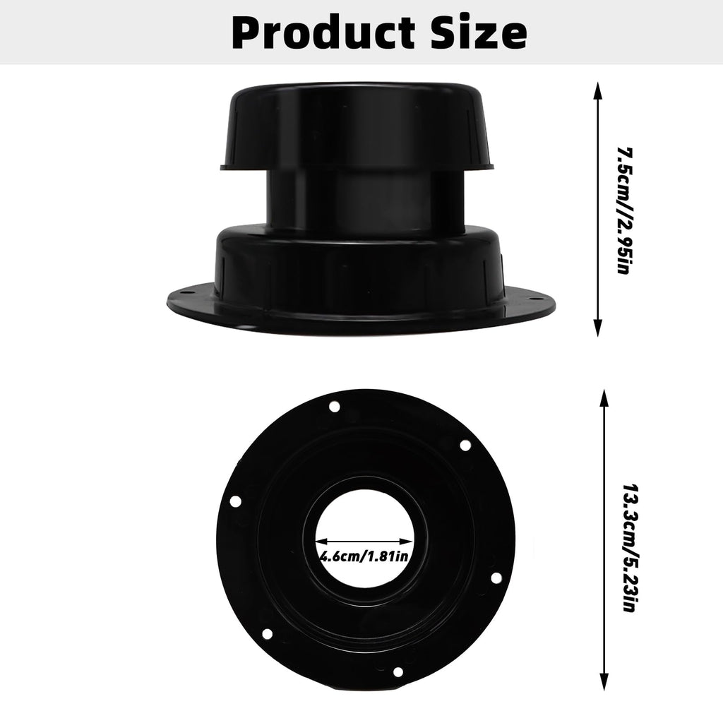 RV Plumbing Vent Caps Kit 2Pcs Plastic Roof Sewer Vent Cover Caps Black I242285