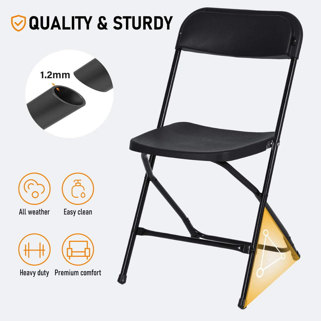 10 Pack Black Plastic Folding Chair P8260