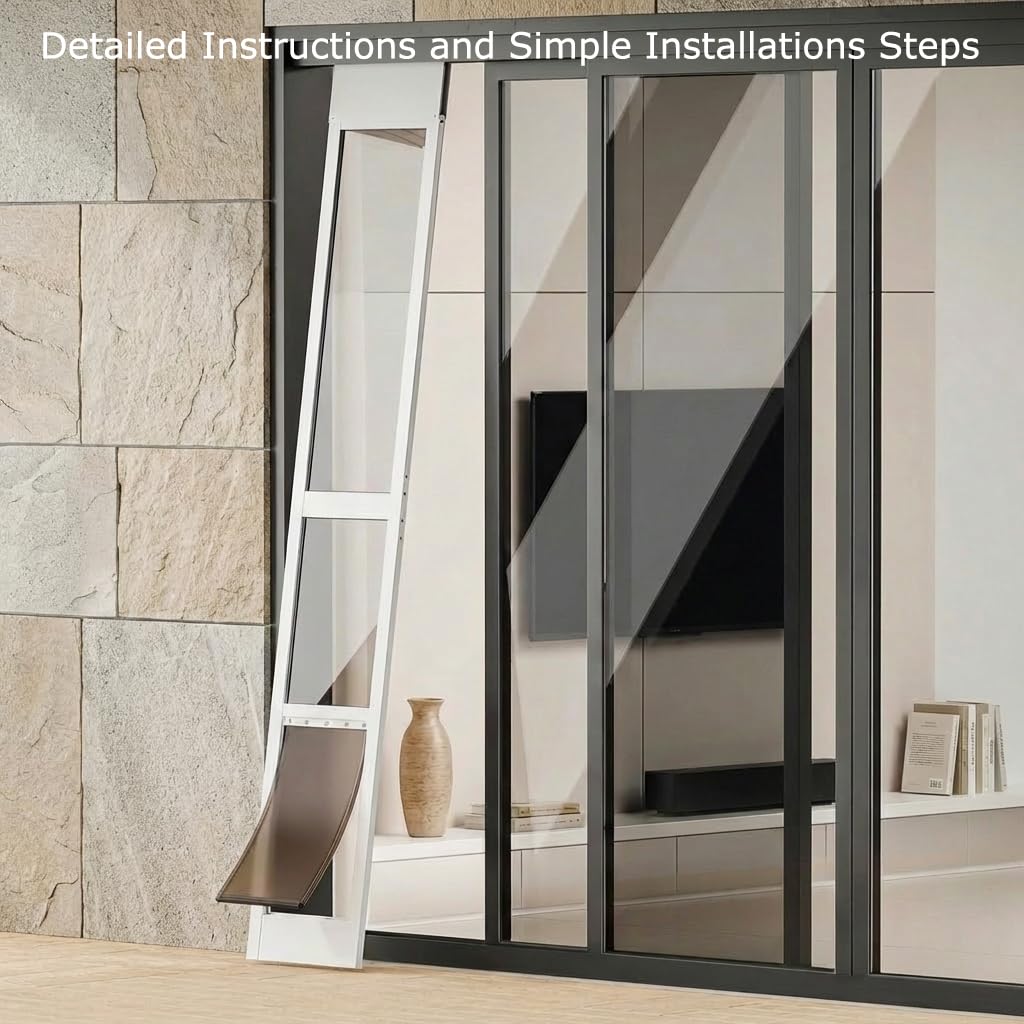 Adjustable Height Aluminum Frame Sliding Glass Door Dog Door W416