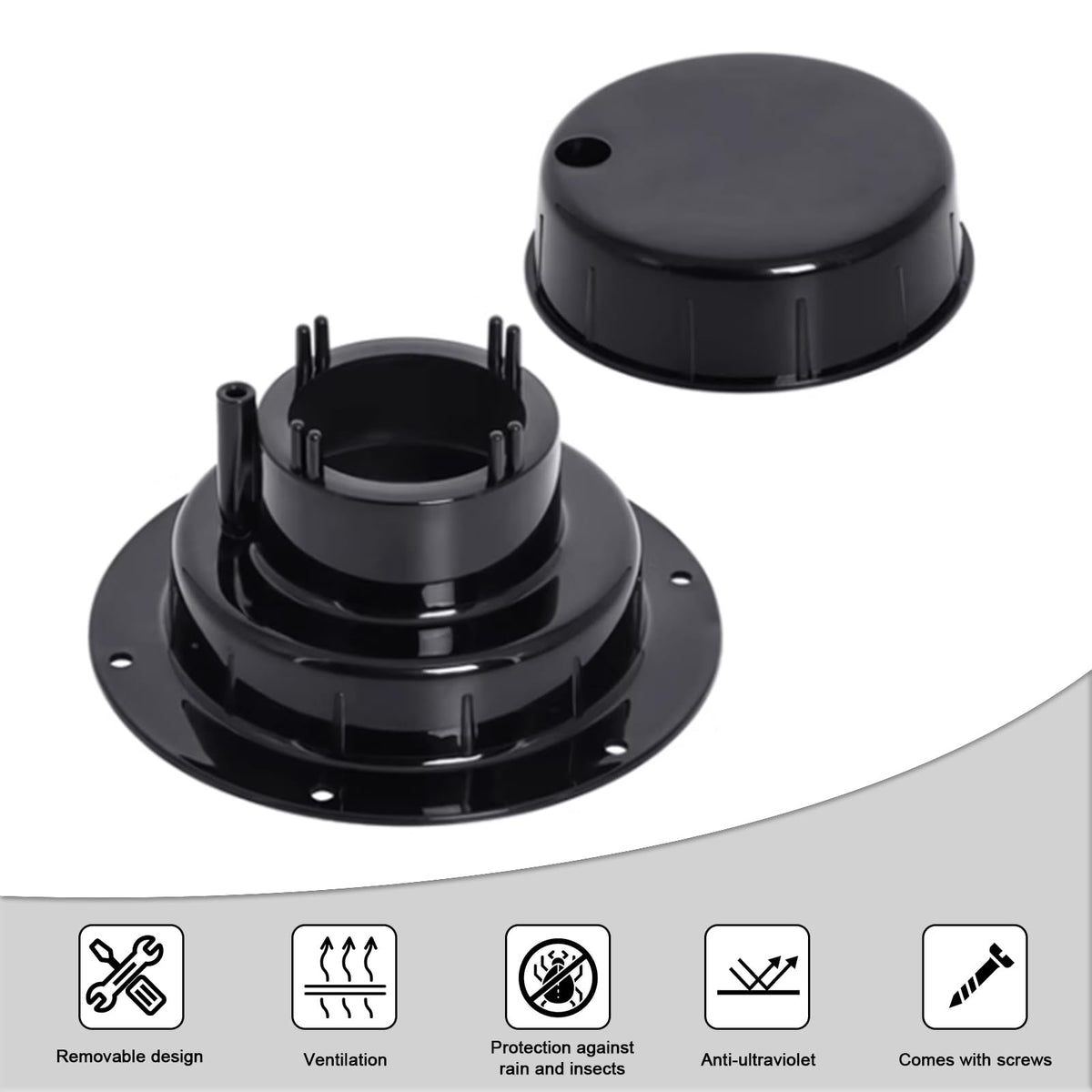 RV Plumbing Vent Caps Kit 2Pcs Plastic Roof Sewer Vent Cover Caps Black I242285