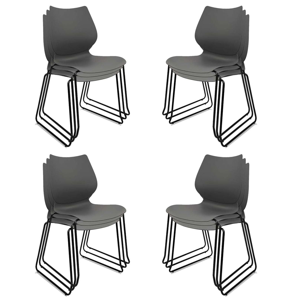 Stacking Chairs with Metal Legs Set of 12, Grey K192267