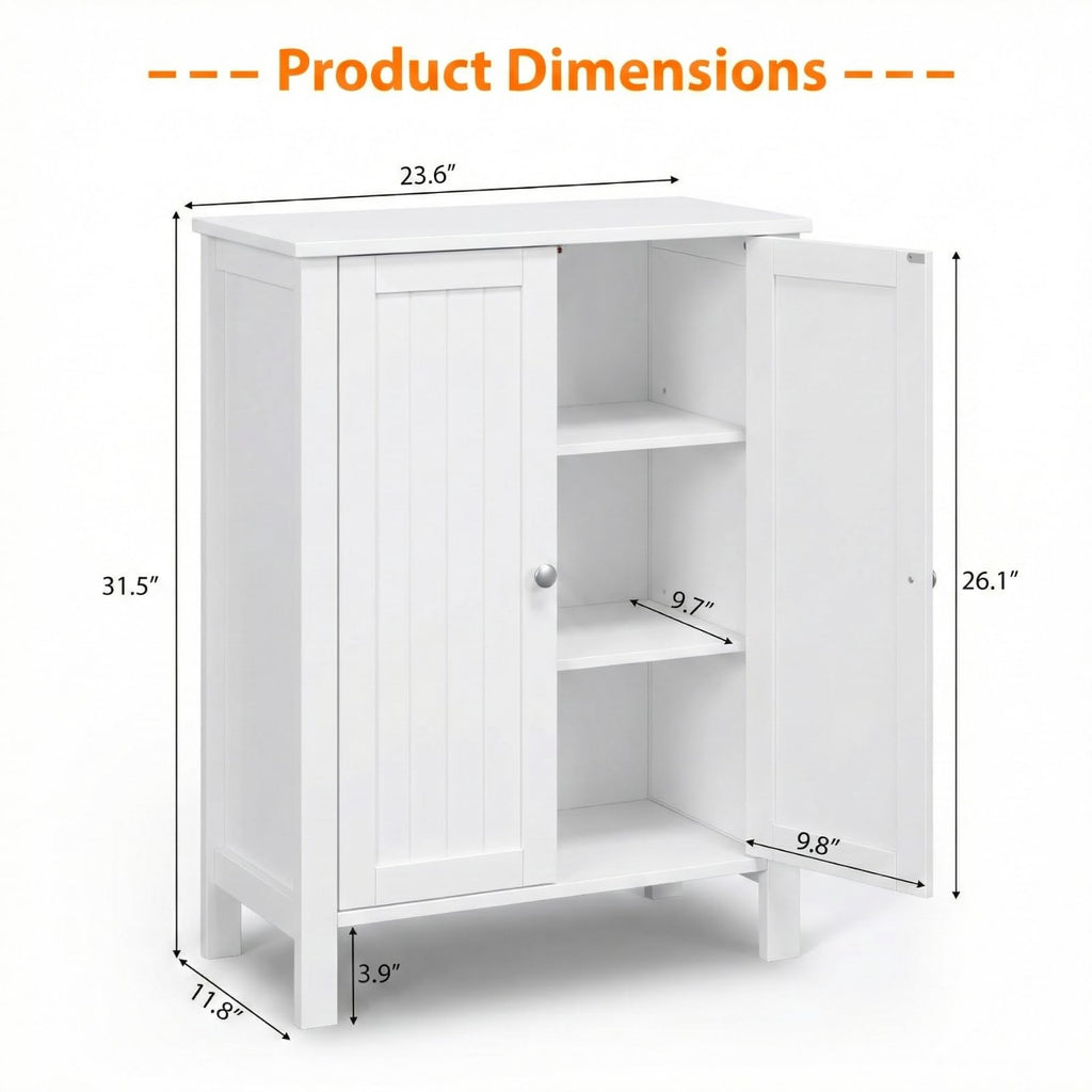 White Free Standing Bathroom Cabinet with Adjustable Shelf R627038