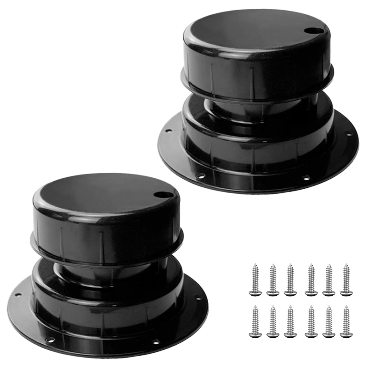 RV Plumbing Vent Caps Kit 2Pcs Plastic Roof Sewer Vent Cover Caps Black I242285