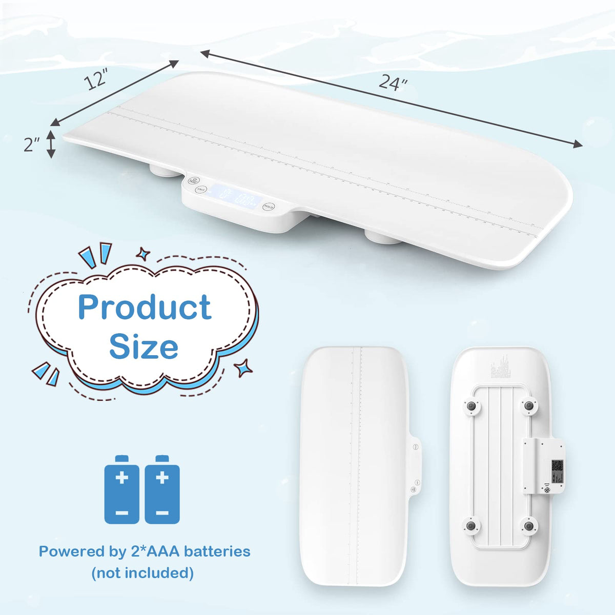 Baby Scale with Digital LED Display, 4 Weighing Modes, Curved Tray I65290