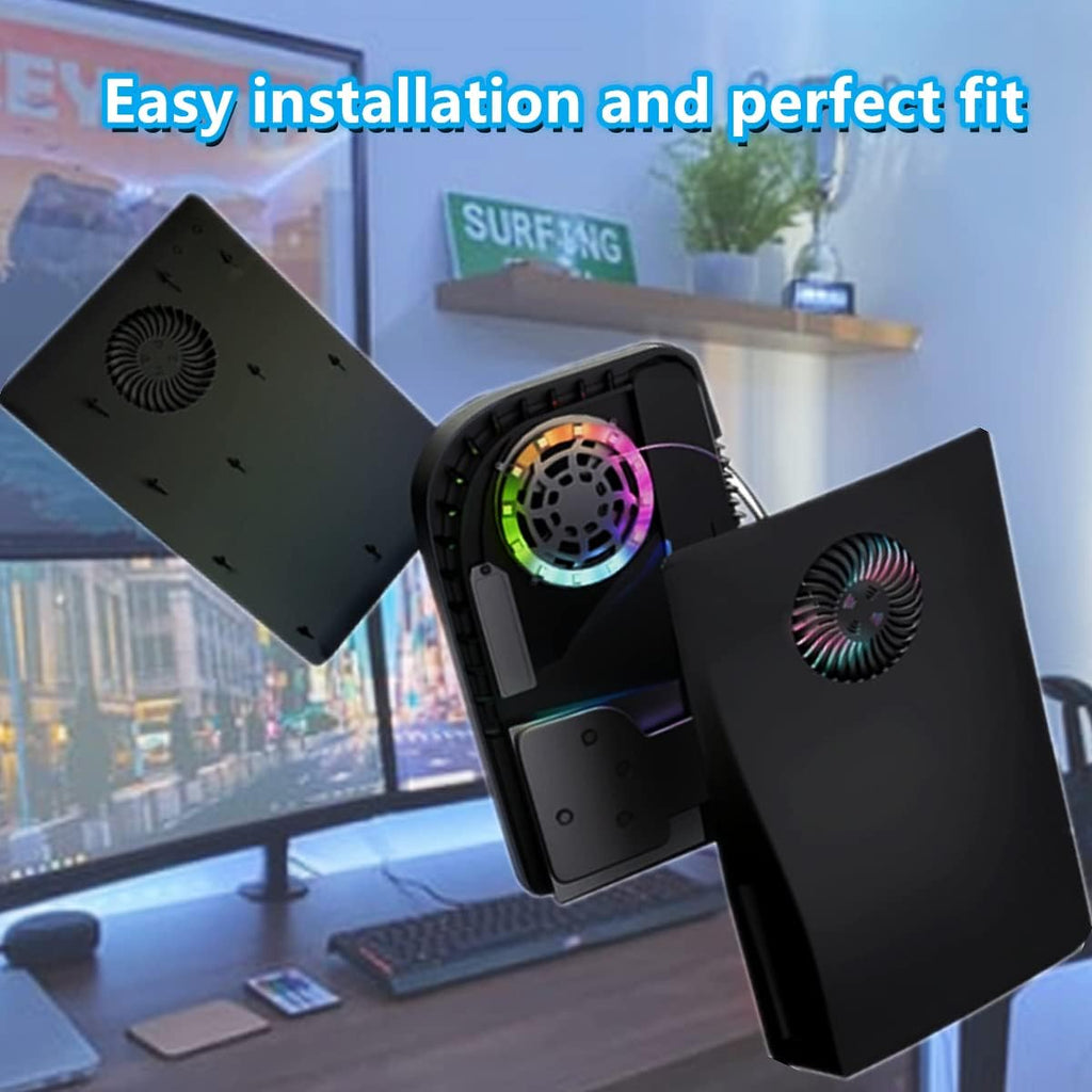 PS5 Faceplates with Cooling Vents LED Lights Black Y2351