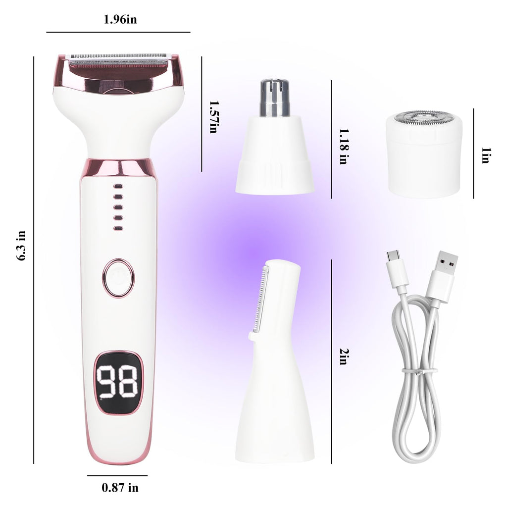 Pink White Rechargeable 4 in 1 Wet & Dry Electric Razor W950
