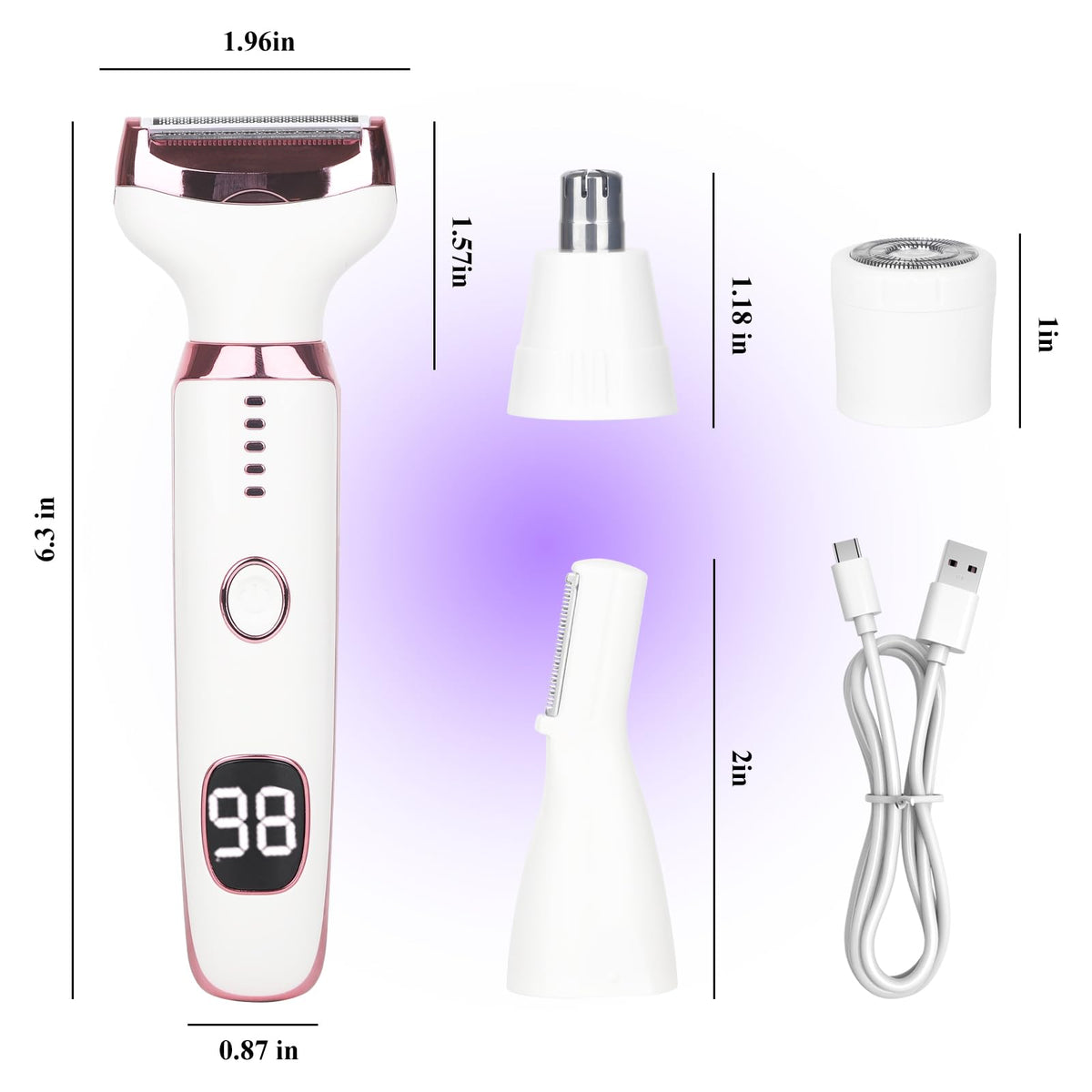 Pink White Rechargeable 4 in 1 Wet & Dry Electric Razor W950
