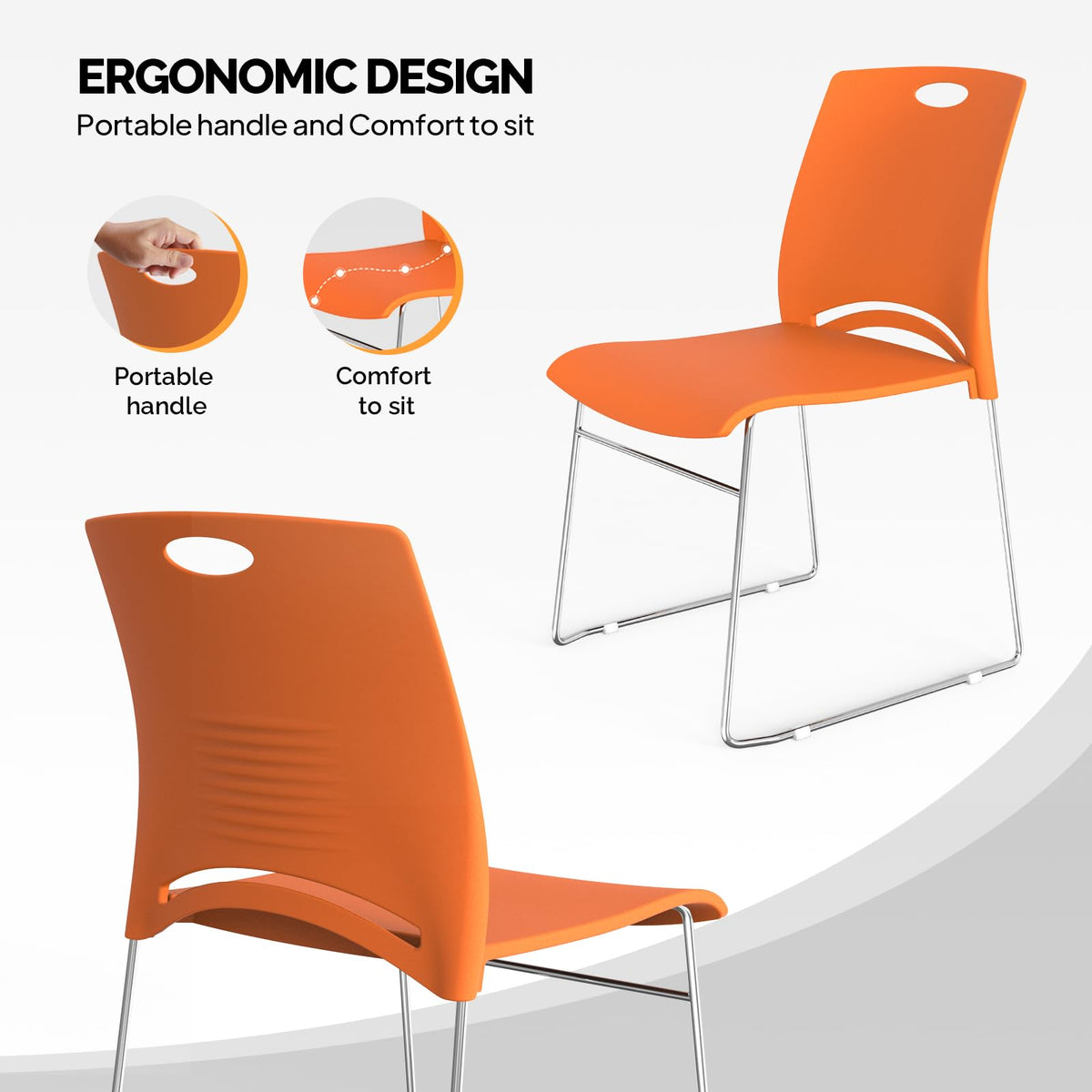 Orange Stacking Chairs Set of 4 L339031
