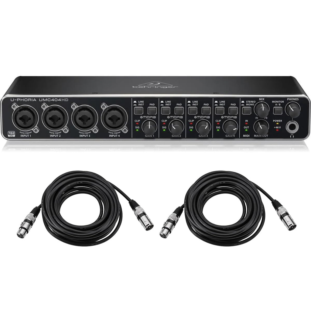 USB Audio/MIDI Interface with Mic Preamplifiers and 2x 25' XLR Cables M465718