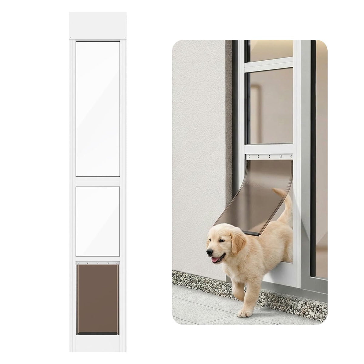 Adjustable Height Aluminum Frame Sliding Glass Door Dog Door W416