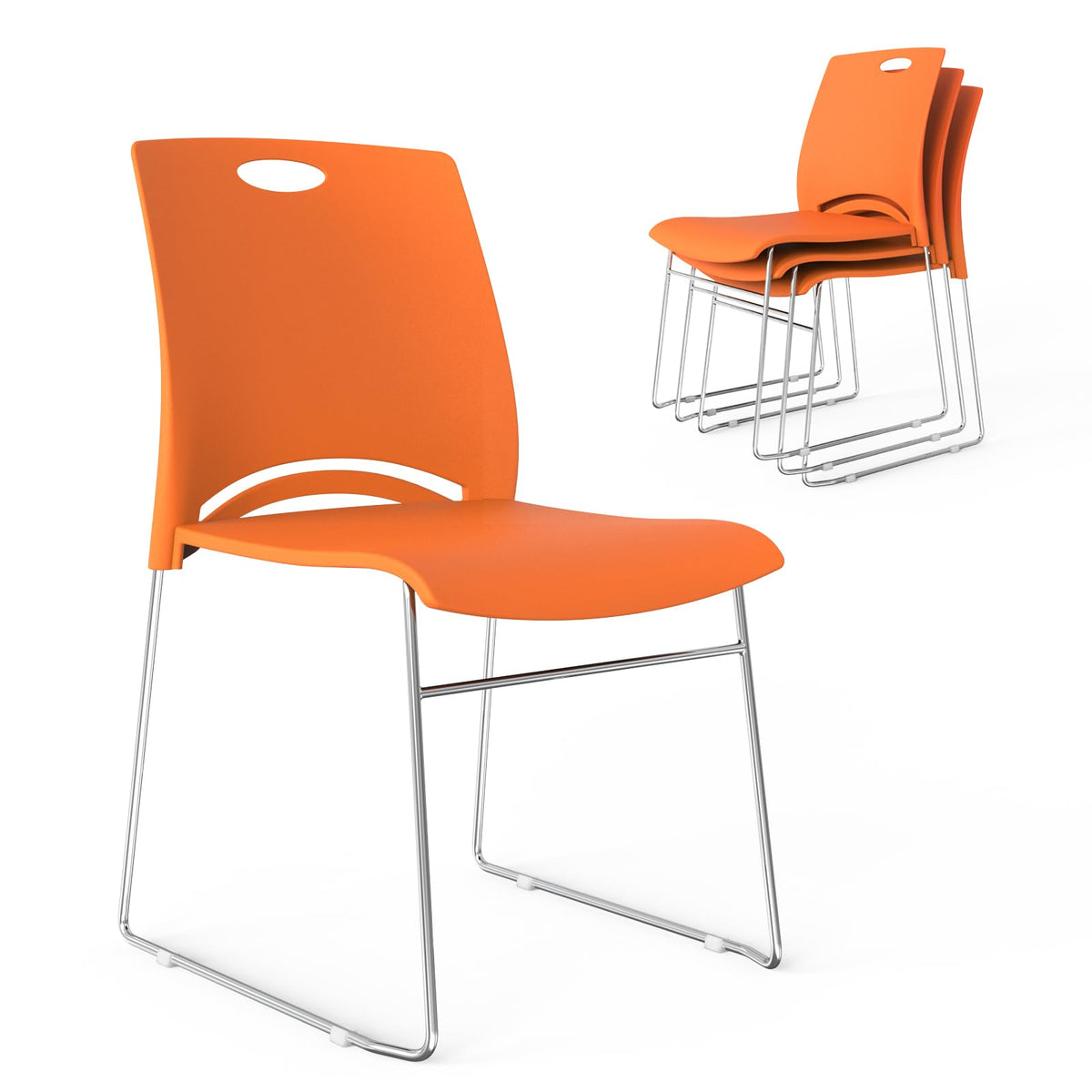 Orange Stacking Chairs Set of 4 L339031