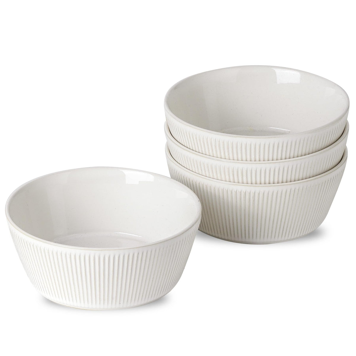 Ceramic Soup Bowls Set of 4, 6.3 inch Microwave Safe White B396