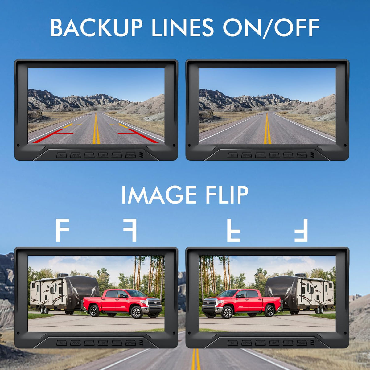 7'' Wired Dual RV Backup Camera System 1080P HD D320