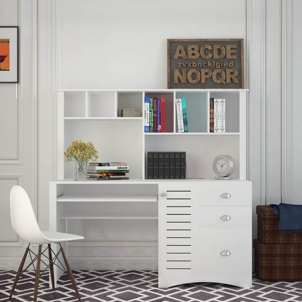 White Computer Desk with Hutch L469884