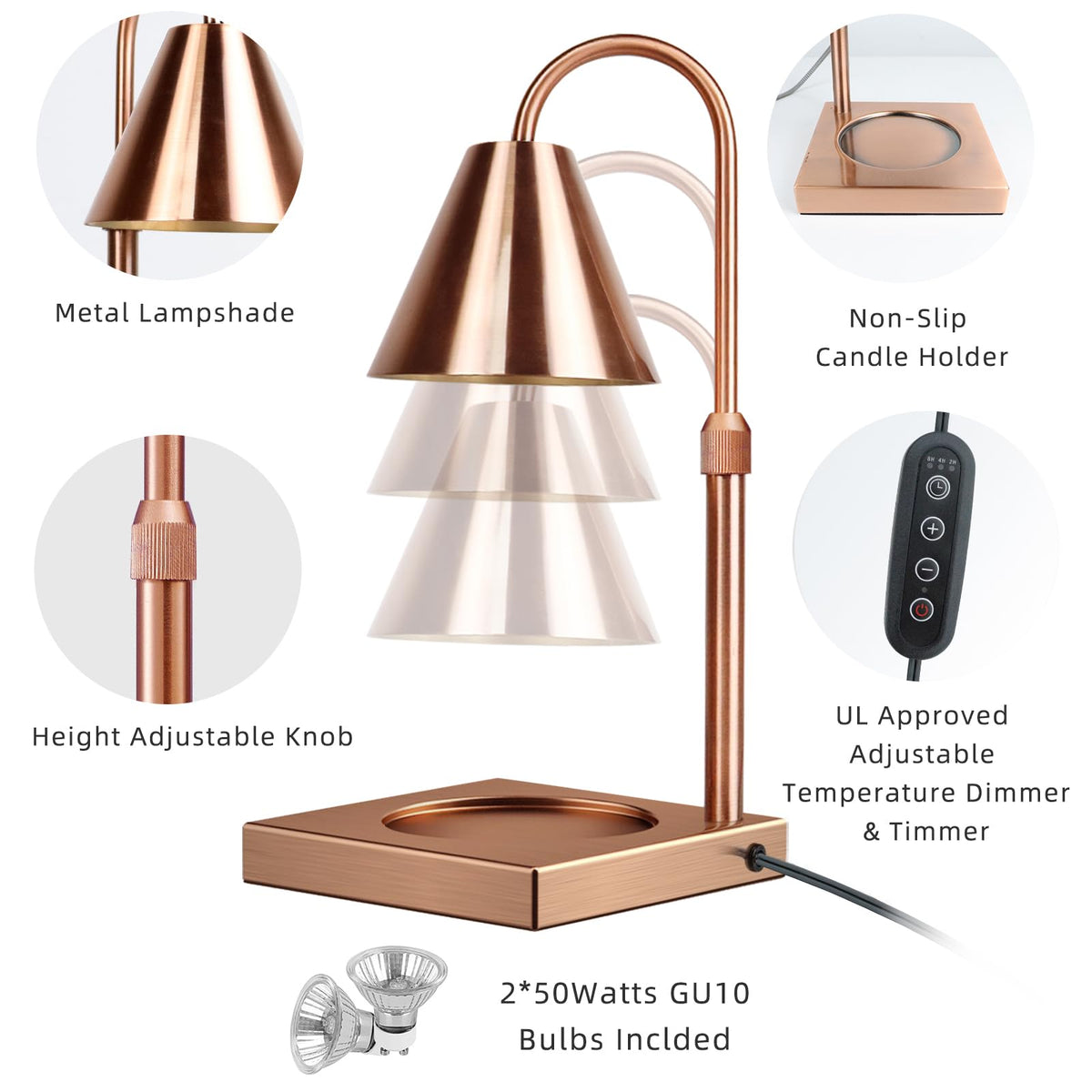 Adjustable Height Dimmable Candle Warmer Lamp F5872