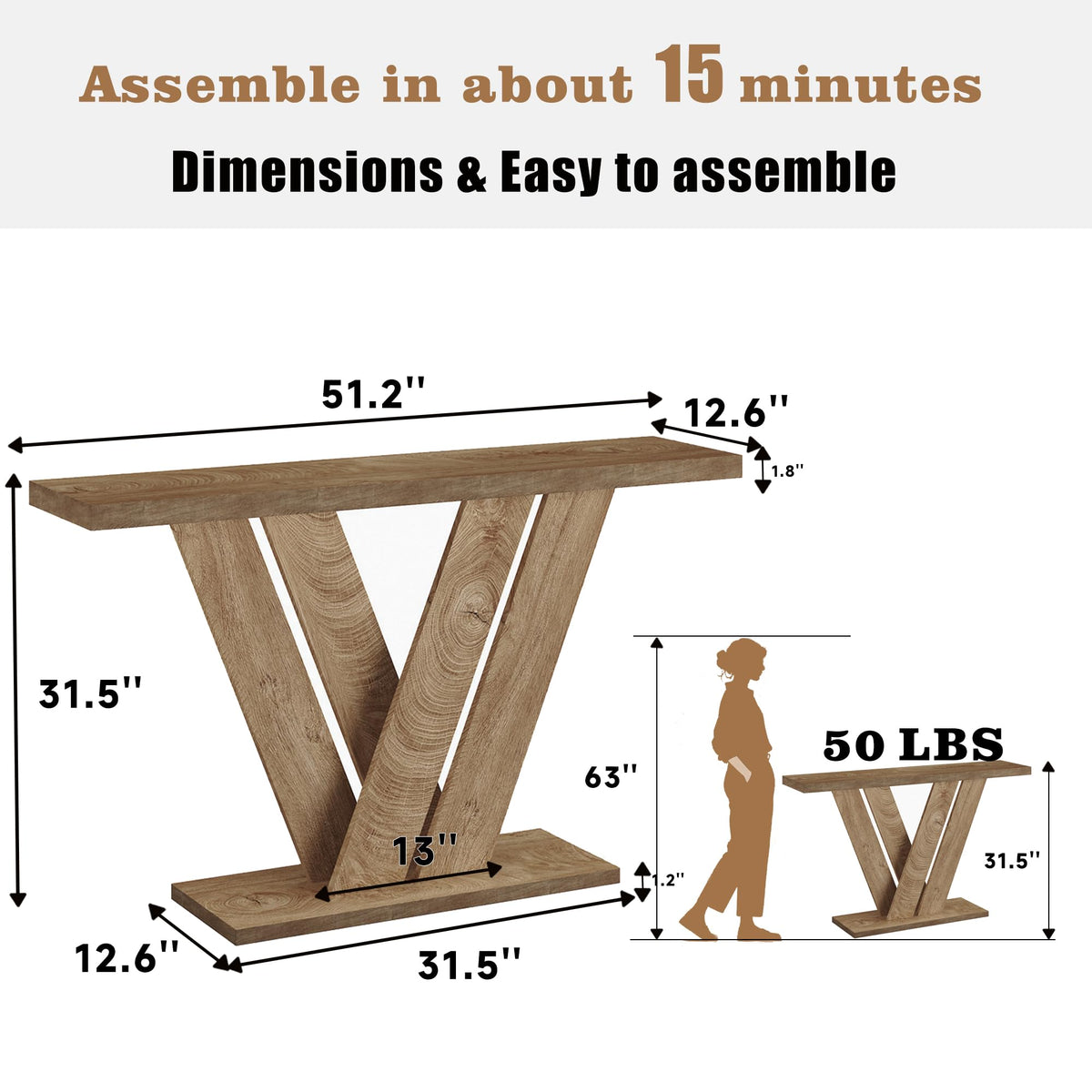 51" Wood Console Table I728599