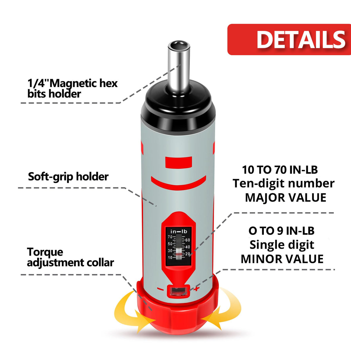 Torque Screwdriver Set 7.91 N·m 1/4" Drive with 40 S2 Bits P85818