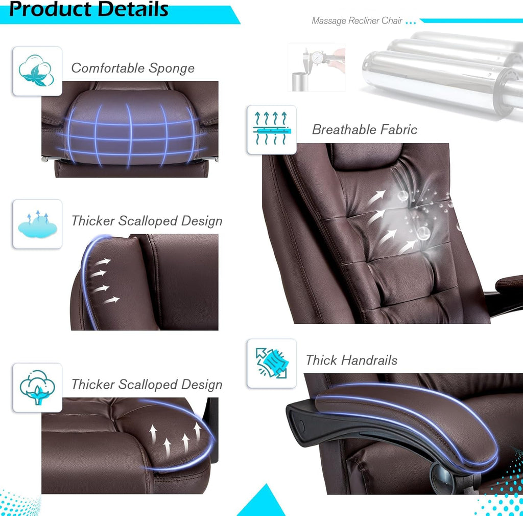 Massage Office Chair with Heat Function & Footrest L40134