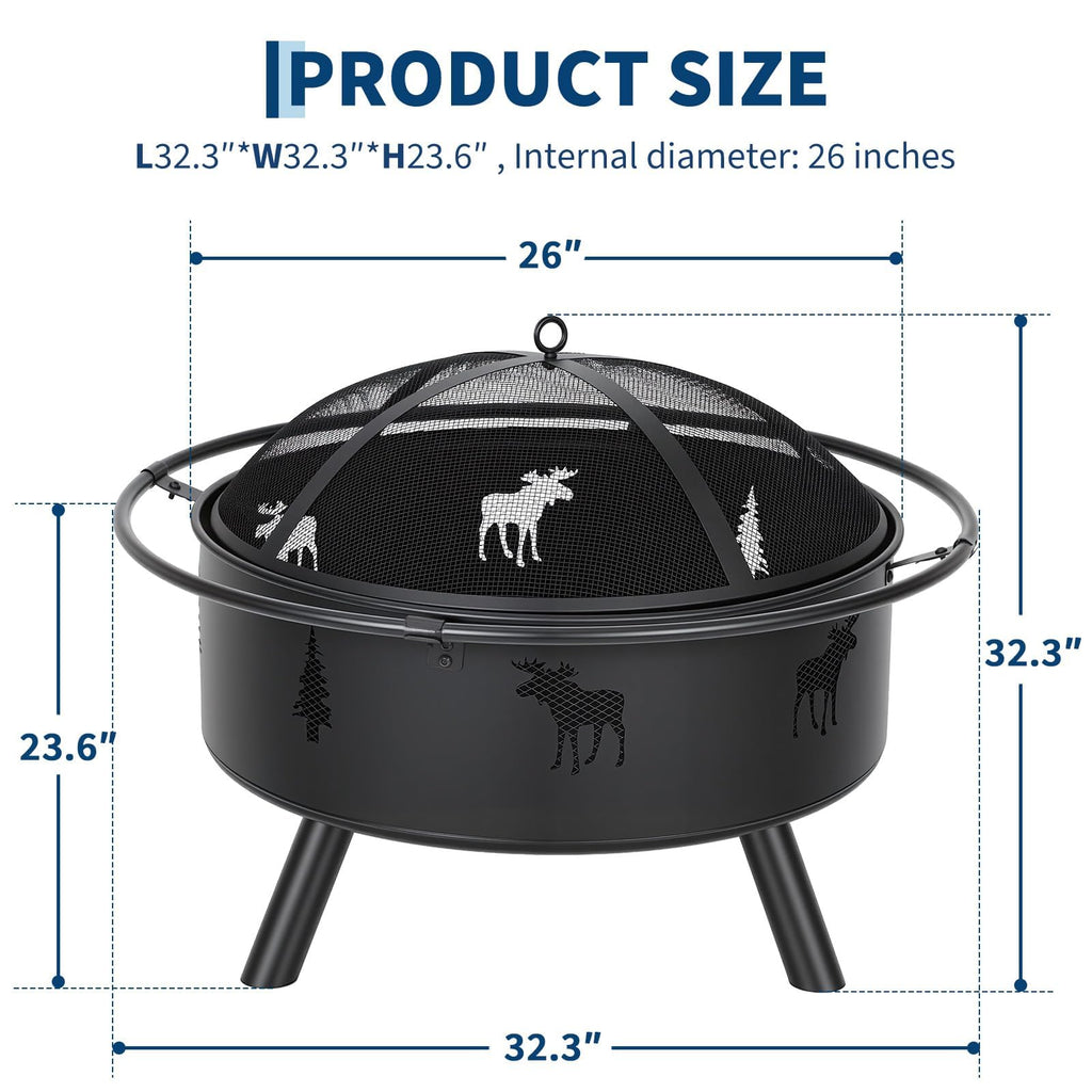 32" Round Wood Burning Fire Pit U61224