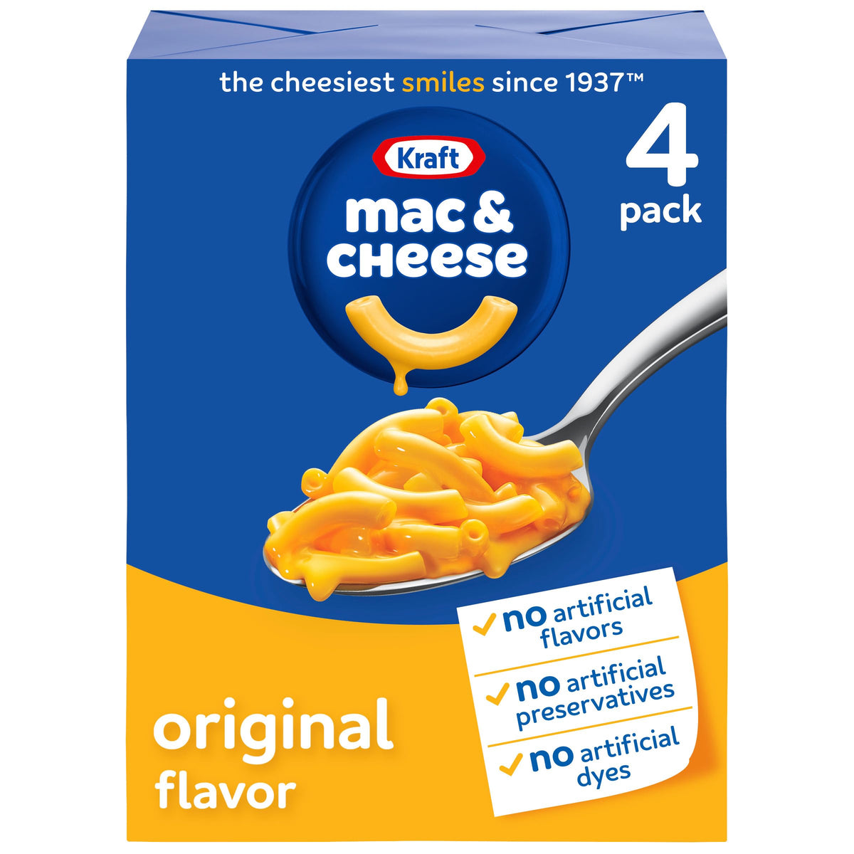 Kraft Mac and Cheese, 4 Boxes, Original Flavor, 7.25 oz A662