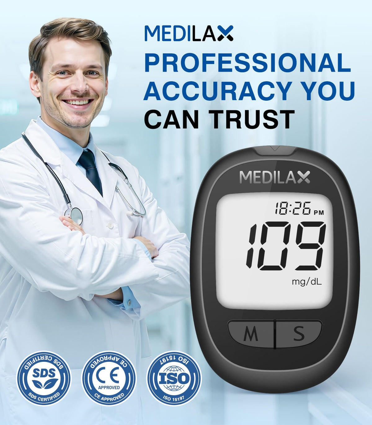Blood Glucose Monitor Kit with 100 Strips V1194