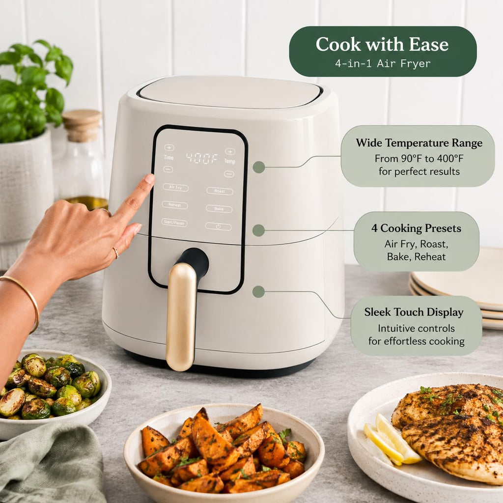 6-Quart Digital Air Fryer, Non-Stick, Dishwasher Safe, 1750 Watt Y62243